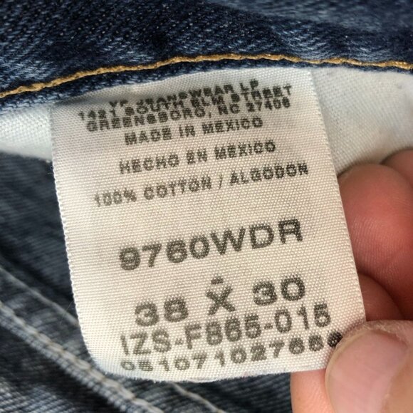 Wrangler Men Jeans Size 38x30 Classic Blue Denim Straight Leg Casual Medium Wash - Picture 4 of 15